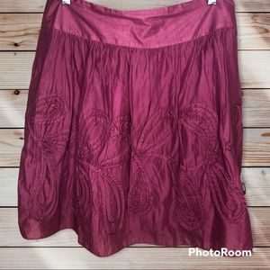 LOFT Rosy Pink Cotton Casual Embroidered Skirt